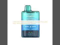 22000 पफ 650mAh बैटरी क्षमता पुनः प्रयोज्य डिस्पोजेबल वाइप / रिचार्जेबल निकोटीन वाष्पीकरण